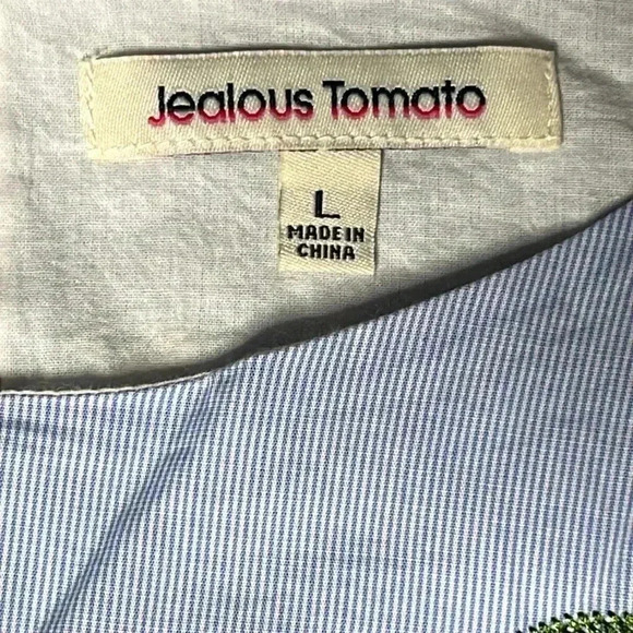 Jealous Tomato Embroidered Floral Striped Bell Sleeve Mini Dress Size L - Picture 8 of 10